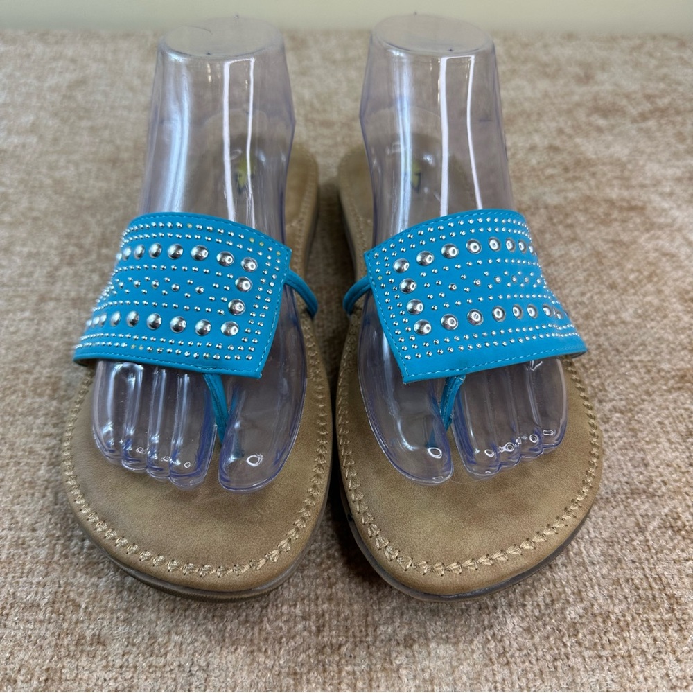 Volatile Temptress Teal Studded Toe-Thong Sandals Women’s Size 10 - Picture 3 of 13